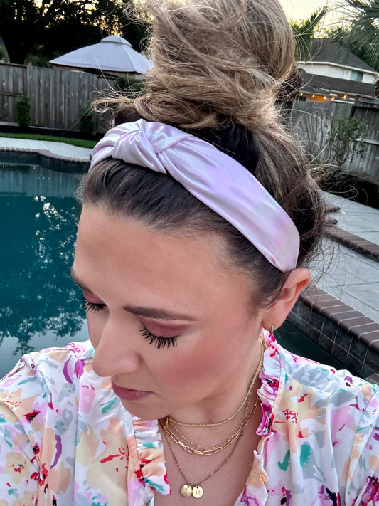 BABY PINK IRIDESCENT STRETCH TOPKNOT