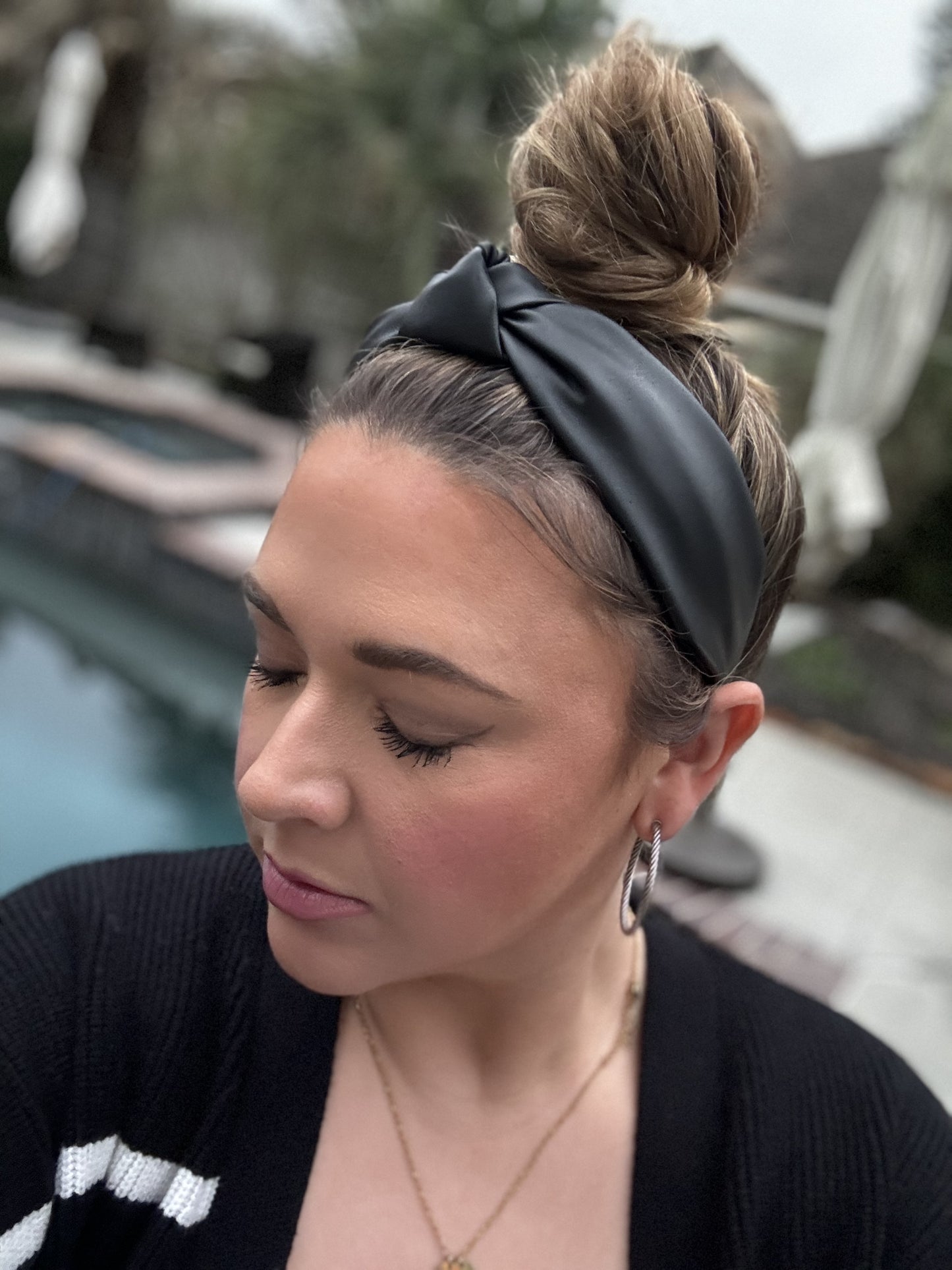 BLACK LEATHER TOPKNOT (customizable)